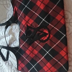Plaid red and black victoria secret tote bag